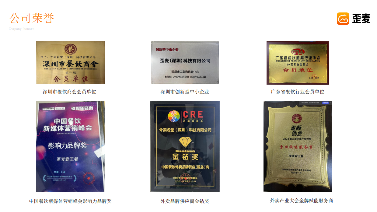歪麦企业荣誉展示